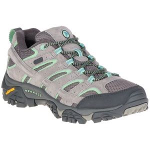 MERRELL Women's Moab 2 Low Waterproof Hiking Shoes, Drizzle/Mint Size 8